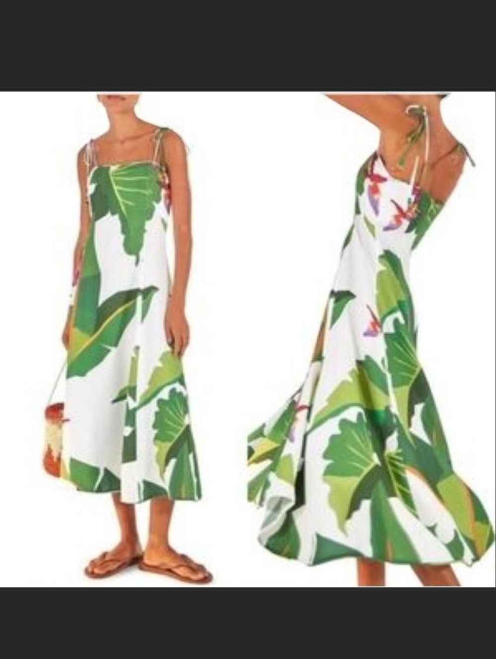 Farm Rio Women's White and Green Dress